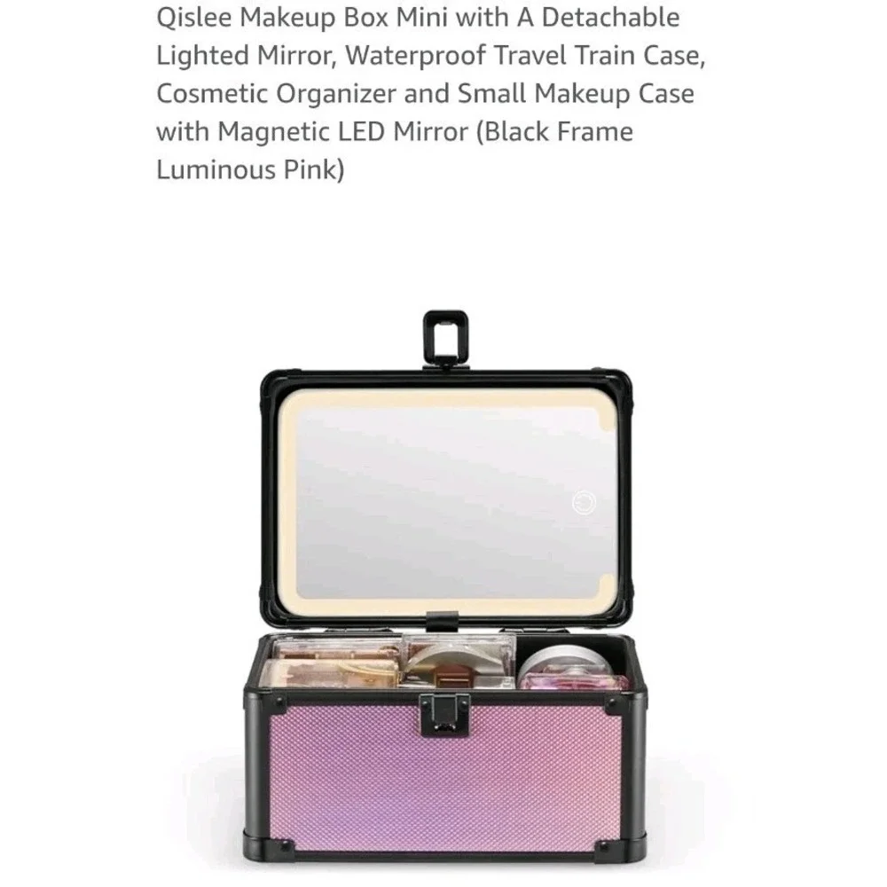Qislee Makeup Box with Detachable Lighted Mirror – Waterproof Travel